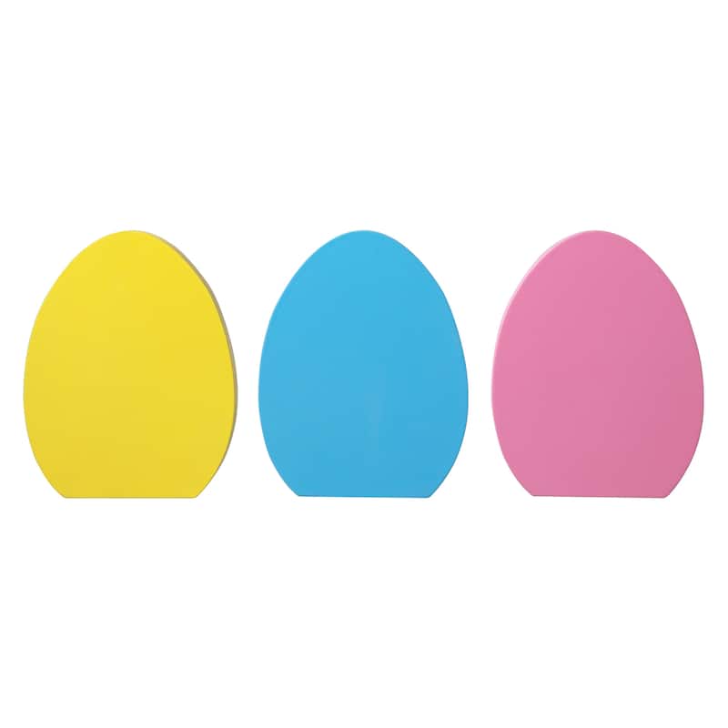 Glitzhome 7.5"H Set of 3 Easter Wooden Easter Egg Table Decor