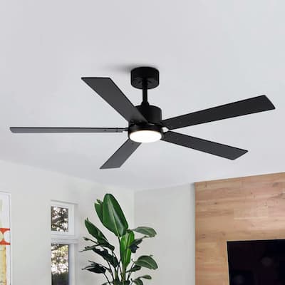 Vaczon 52" Modern Black LED Smart Ceiling Fan with Light and APP Control