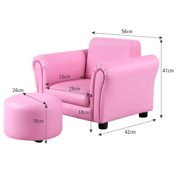 Kids Sofa Set Armrest Chair Couch with Ottoman for Children Toddler