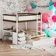 preview thumbnail 1 of 24, Modren Full-Over-Full Bunk Bed With Twin size Trundle,Storage And Desk,Sturdy Frame,Kids Bedroom Sets White+Walnut