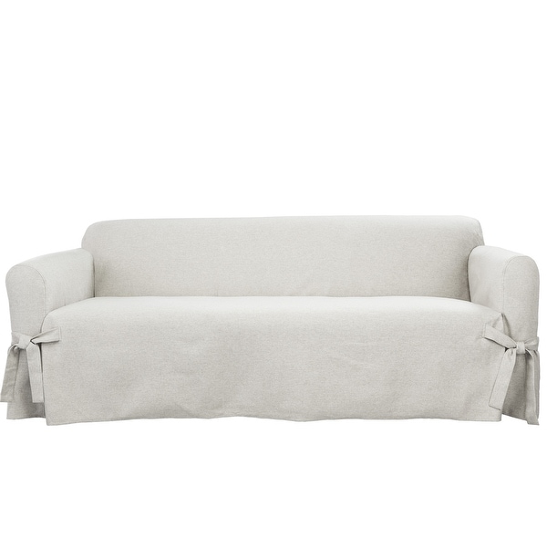 SureFit Farmhouse Basketweave One Piece Sofa Slipcover with Ties