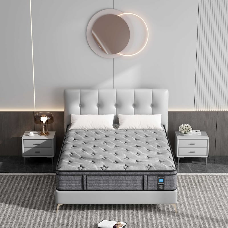 14-inch Euro Top Medium Hybrid Mattress, Memory Foam Mattress in a Box