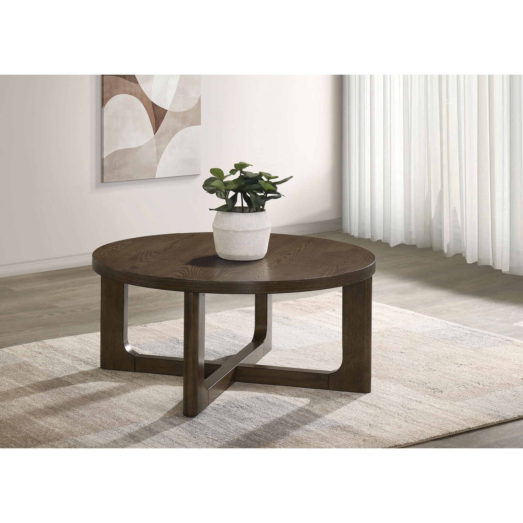 Kessler Round Sculptural Wood Coffee Table - Coffee Table