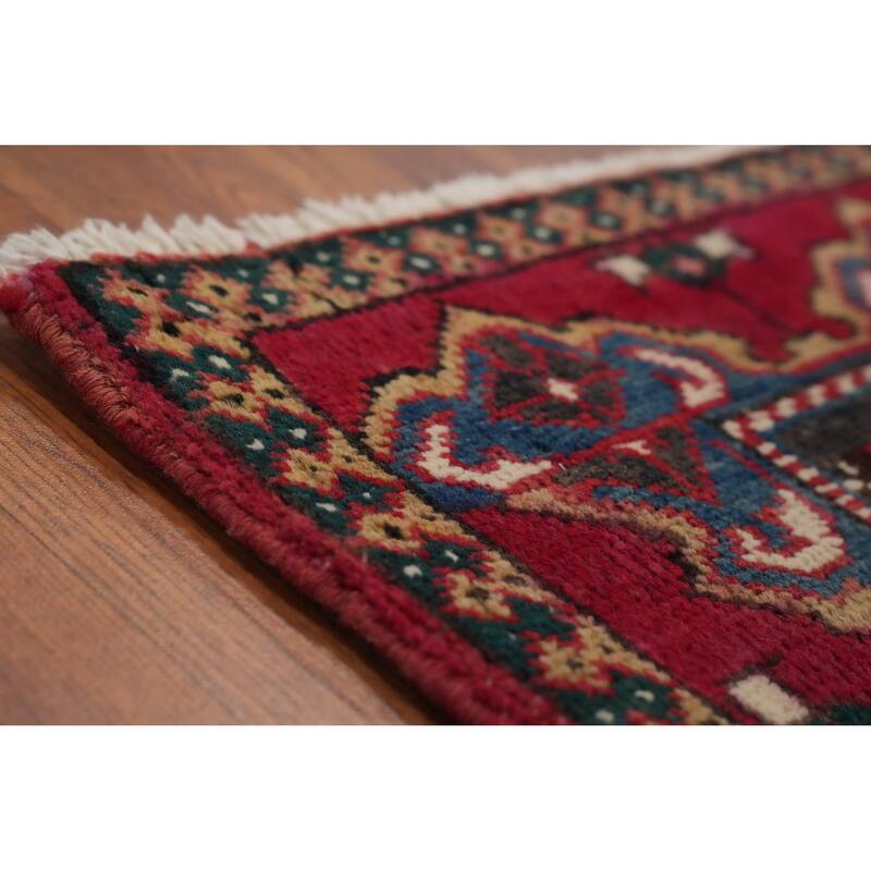 Hand Knotted Oriental 100% Wool Carpet Traditional Floral Red Heriz Area Rug - 11' 2'' X 7' 11''