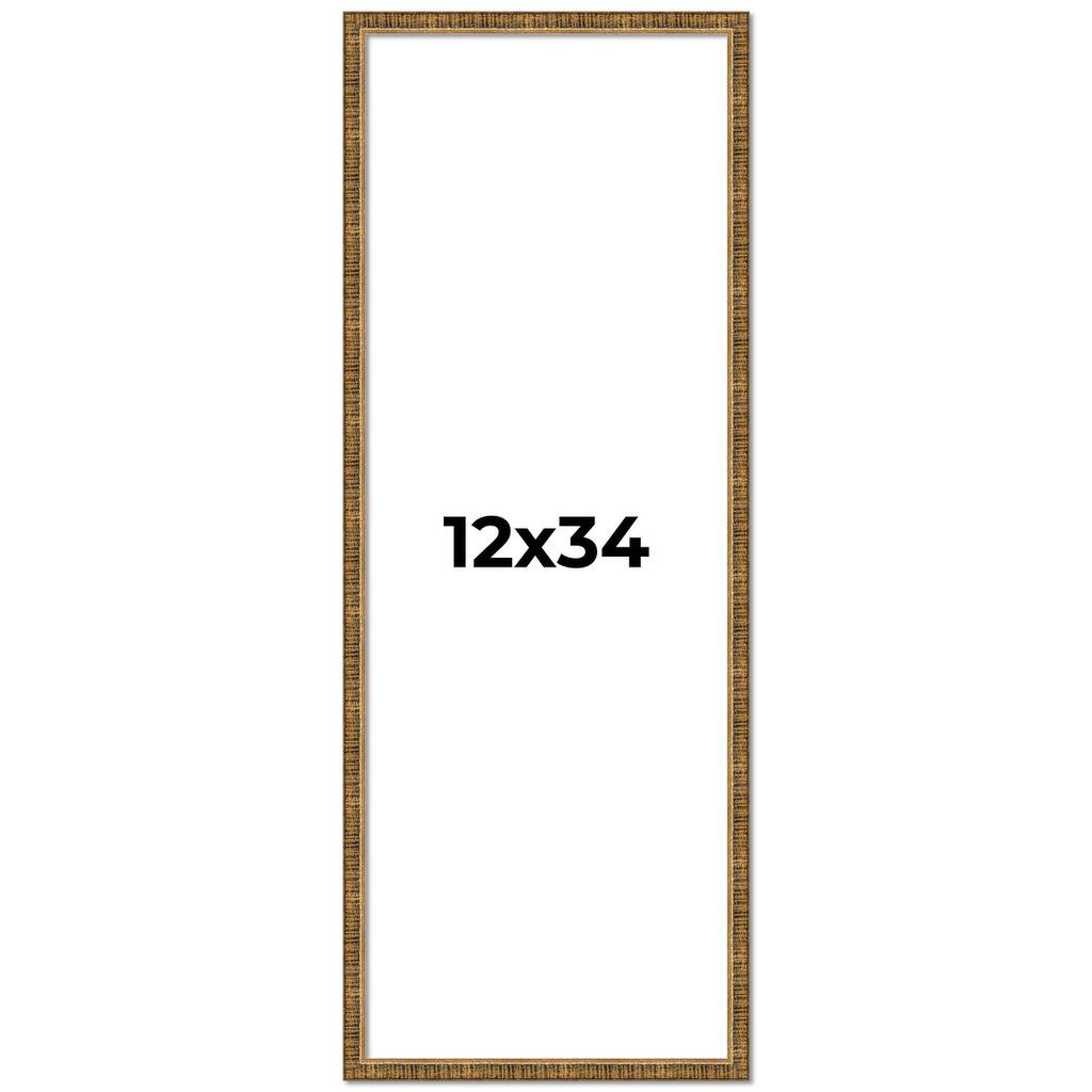 12x34 Frame Gold Solid Wood Picture Frame - Complete Modern Photo