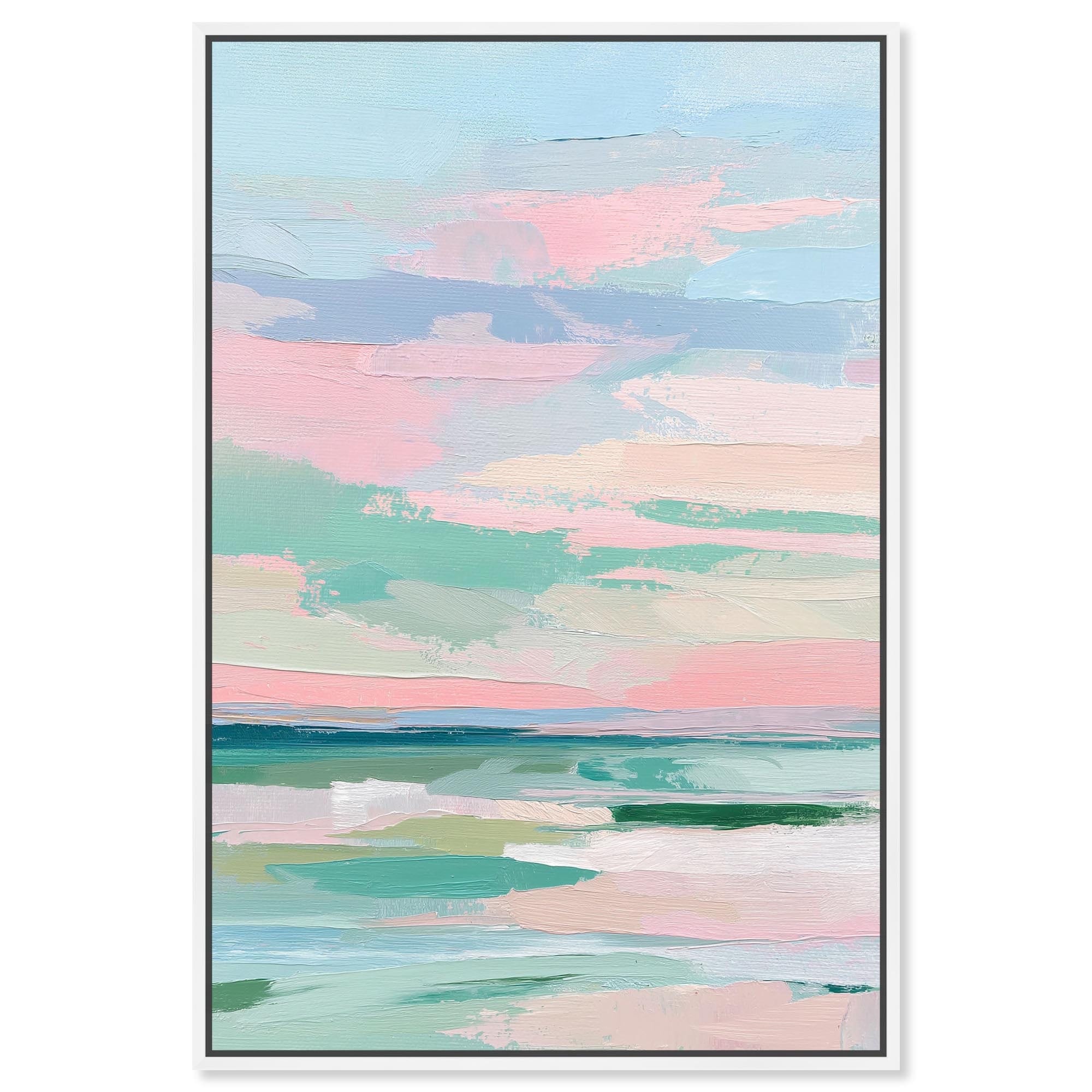 Blush Ocean II Pastel Coastal Art Framed Canvas Print by Art Remedy