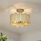 preview thumbnail 6 of 26, Tifany Modern Gold 3-Light Drum Glass Chandelier Semi-Flush Mount Ceiling Light