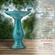 preview thumbnail 7 of 10, Alpine Corporation 25" Tall Outdoor Ceramic Antique Pedestal Birdbath with 2 Bird Figurines, Garden Bird Bath Bowl, Turquoise