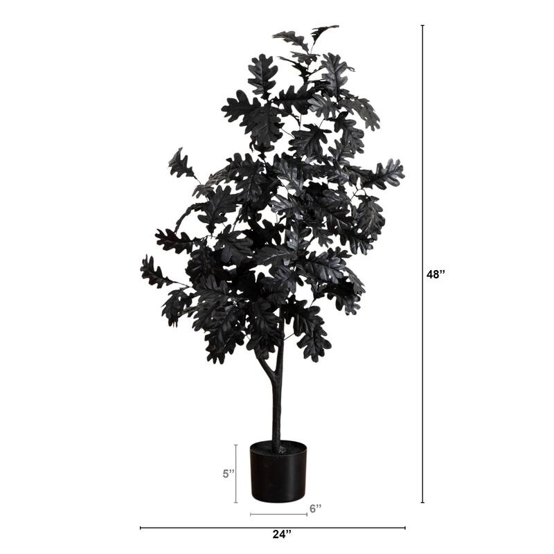 Black Oak Artificial Halloween Tree with Pot - 4'