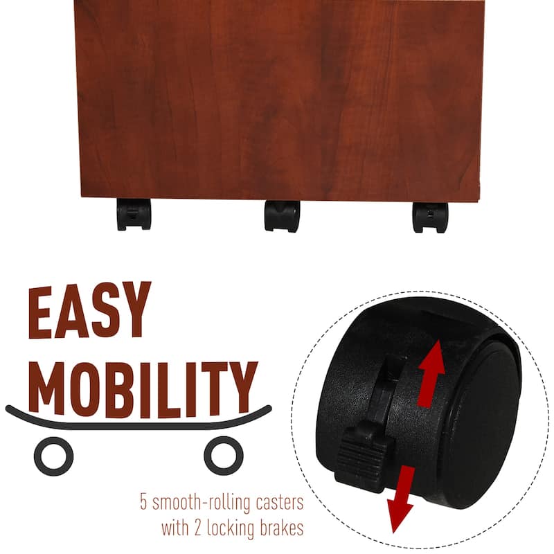 HOMCOM 3 Drawer Mobile Nordic Style Under Desk Cabinet for Home or Office with 5 Easy Castor Wheels