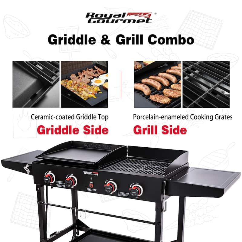 Royal Gourmet GD402 4Burner Portable Flat Top Gas Grill and Griddle