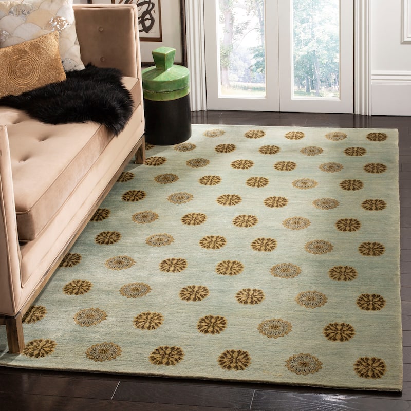 SAFAVIEH Couture Hand-knotted Steina Silk/ Wool Rug - 3' x 5' - Ocean