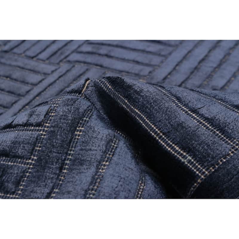 ECARPETGALLERY Hand Loomed Kashkuli Gabbeh Navy Viscose Rug - 5'7 x 7'10