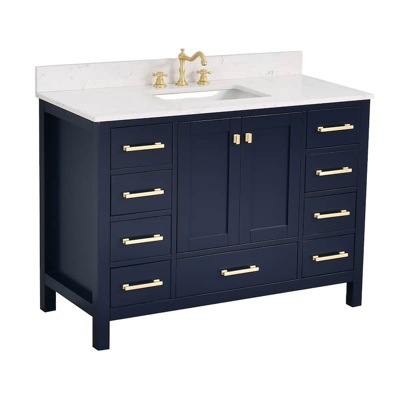 PROOX 48 inch Freestanding Bath Vanity Engineered Countertop and Ceramic Sink - Green