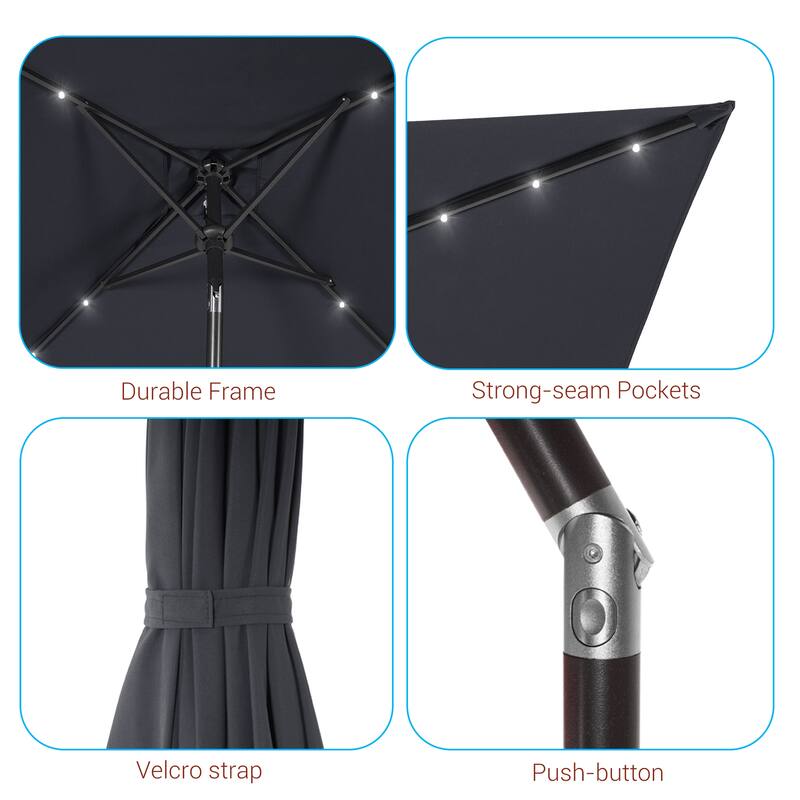 LIVOOSUN 6.5×6.5FT LED Square Patio Umbrella with UPF50+, Tilt Function, and Wind-Resistant Design——Experience Outdoor Comfort