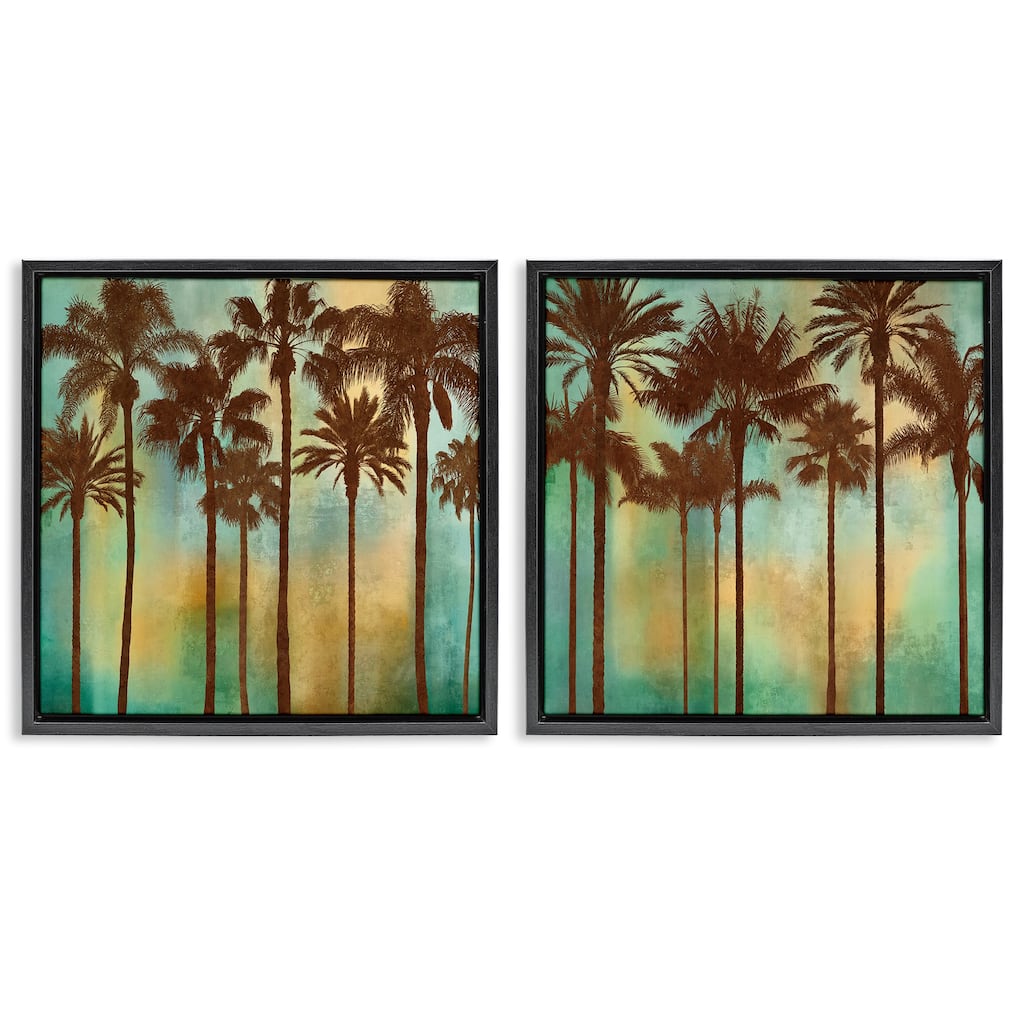 Stupell Palms on Blue & Orange Framed Floater Canvas Wall Art Design By John Seba (Set of 2)