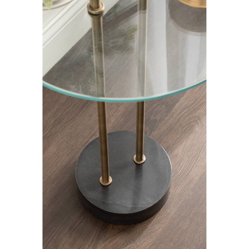 Kate and Laurel Cerullo Glass Metal and Marble Side Table