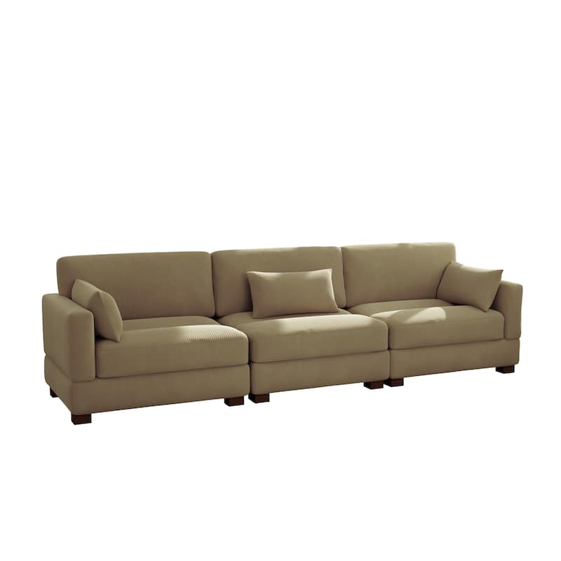 Modern 3-Piece Corduroy Sectional Sofa 3 Seater Sofa For Living Room