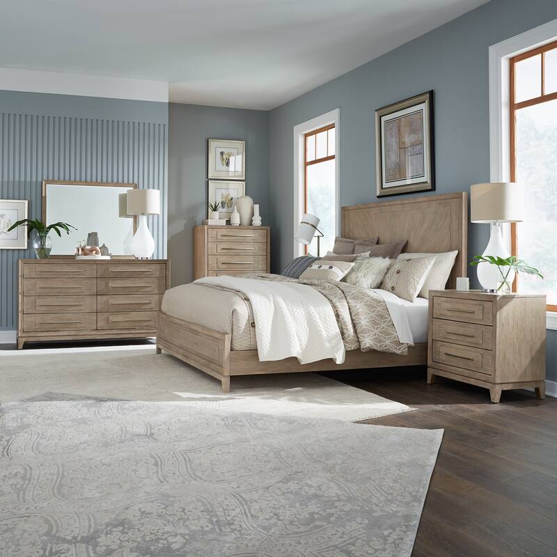 Liberty Furniture Brentwood Panel Bed in Sandstone Brown Oak - King or Queen