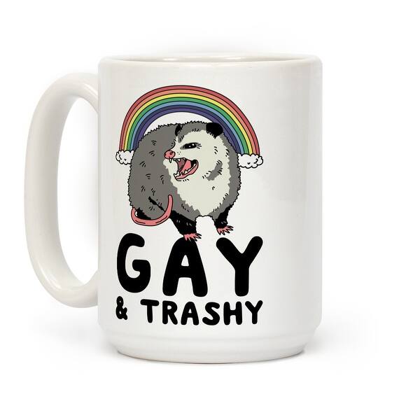 Gay And Tired White 15 Ounce Ceramic Coffee Mug by LookHUMAN Gay And Tired White 15 Ounce Ceramic Coffee Mug by LookHUMAN