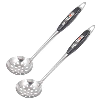 7cm Dia Tip Hollow Out Colander Strainer Spoon Skimmer 2pcs - 10.4" x 2.8"(L*W)