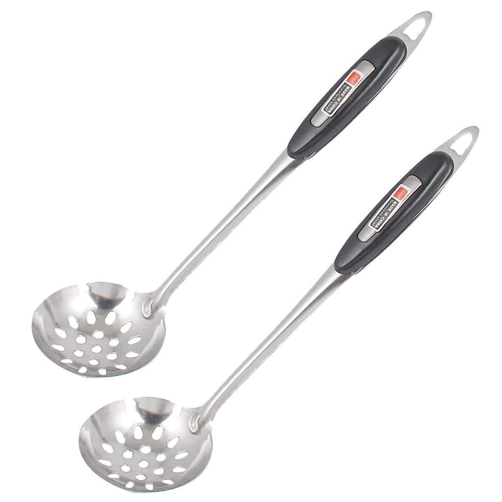 7cm Dia Tip Hollow Out Colander Strainer Spoon Skimmer 2pcs - 10.4" x 2.8"(L*W)
