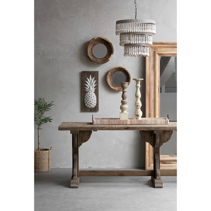 3-Tier Draped Wood Bead Chandelier