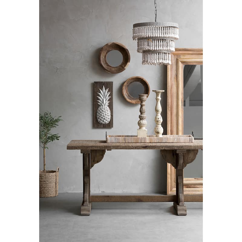 Decorative Rattan Tray with Metal Handles