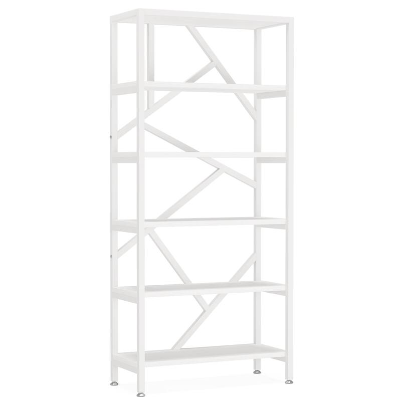 71 Inch Industrial Bookshelf, 6 Shelf Etagere Bookcase,Free Standing Open Book Shelves Storage Display Shelf