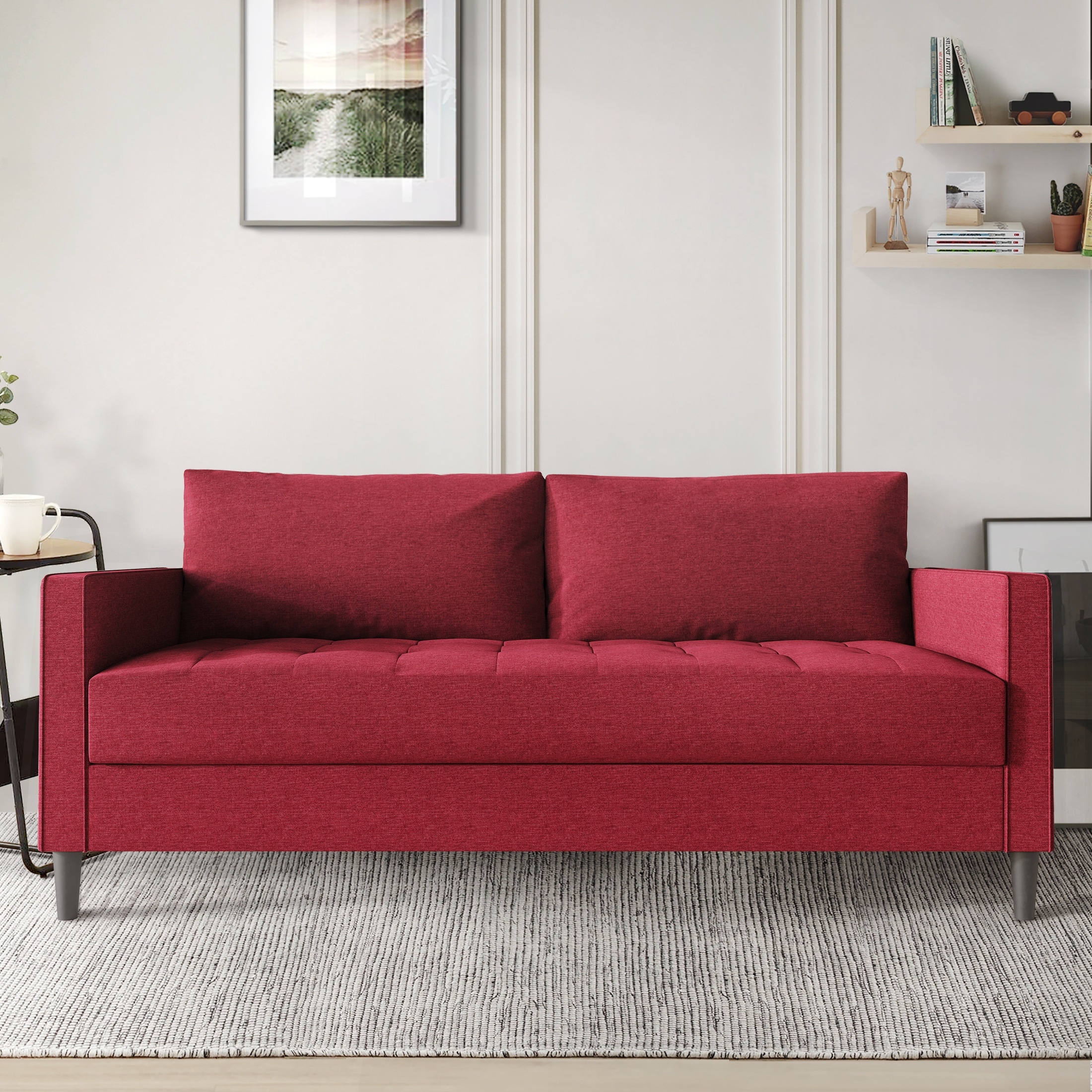 CraftPorch Contemporary Minimalist Linen-Look Upholstered Sofa