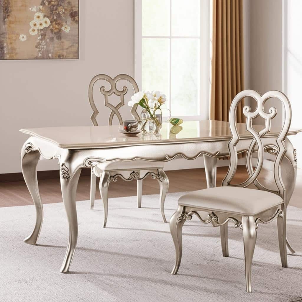 HomeRoots Set of Two Ivory and Champagne Upholstered Velvet And Solid Wood Dining Side Chairs