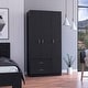 preview thumbnail 16 of 31, Bosko 3 Doors Armoire, 2 Drawers, 4 Shelves, Metal Rod Black Wenge