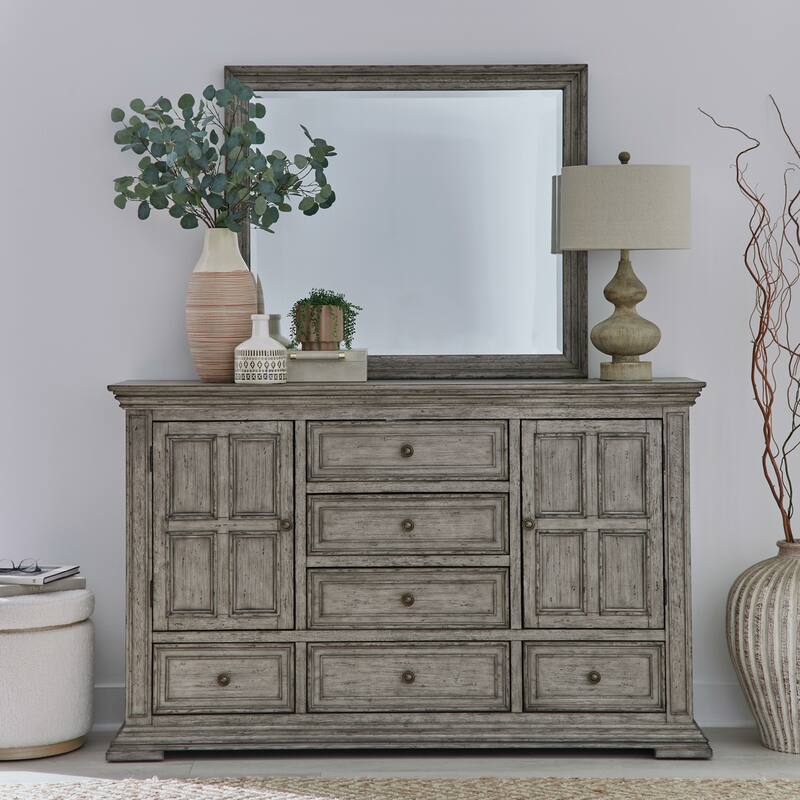 Big Valley Graystone Panel Bed, Dresser & Mirror Set