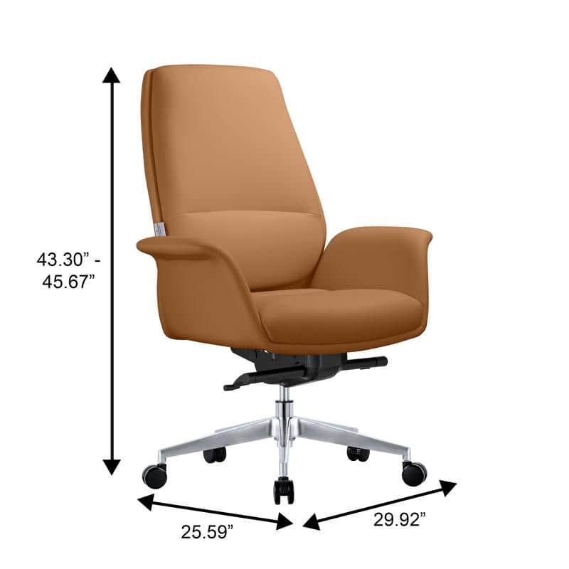 Summit Ergonomic Leather Office Chair with Durable Metal Frame, Adjustable Height, Swivel, Tilt, and Plush Cushion Support