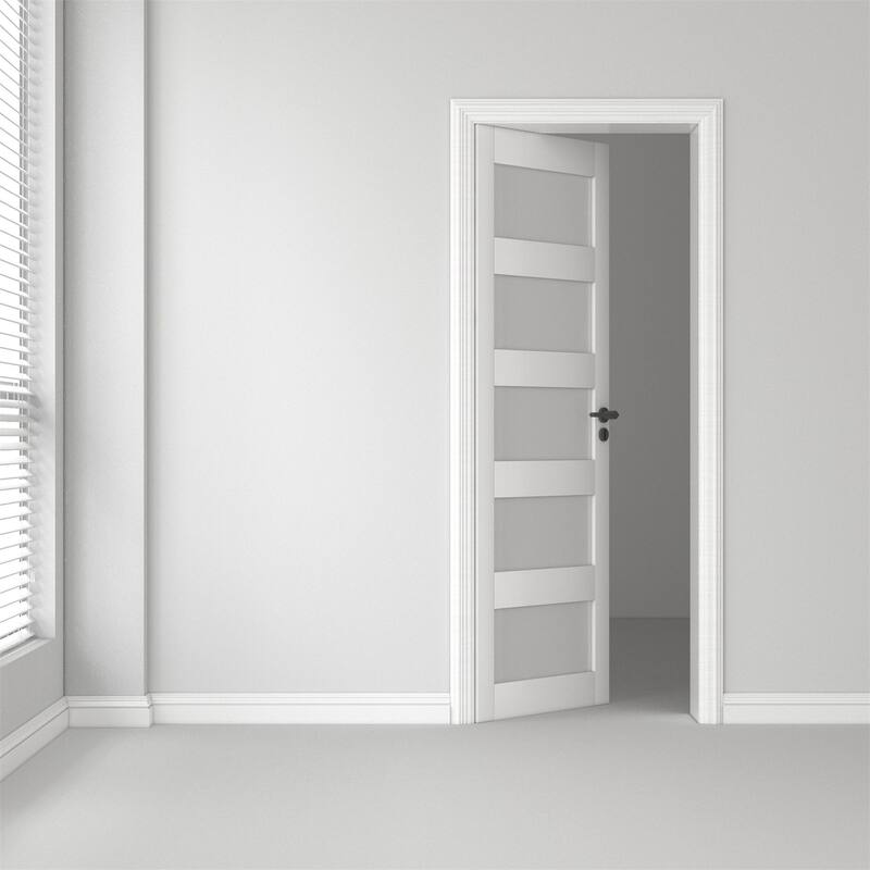 24 X 80 X 5 inch 5-Lite Frosted Glass Door Solid Wood French Door