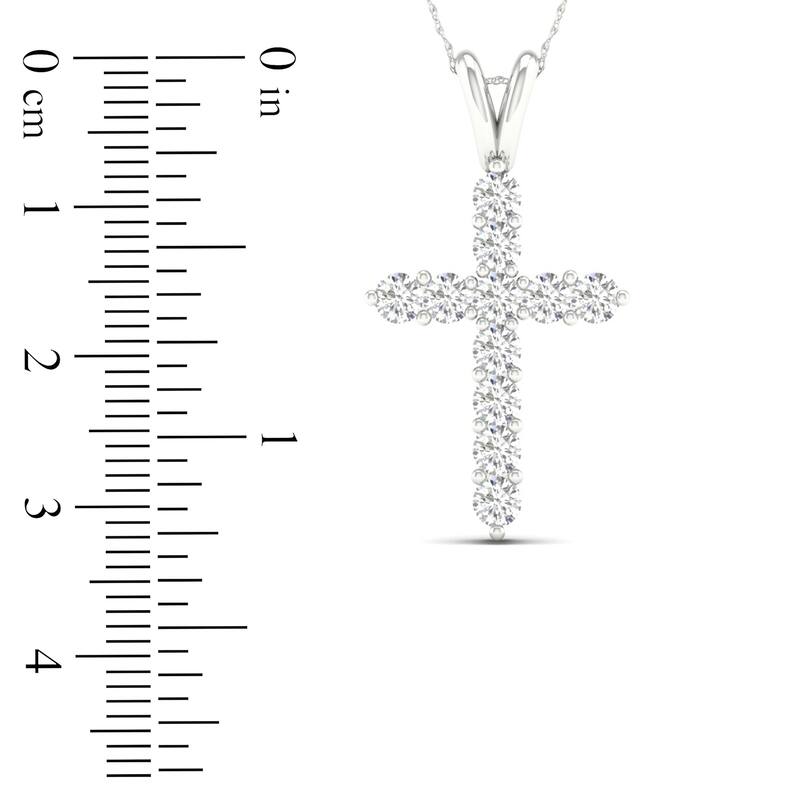 1 1/4ct TDW Diamond Cross Pendant Necklace in 14k Gold for Women