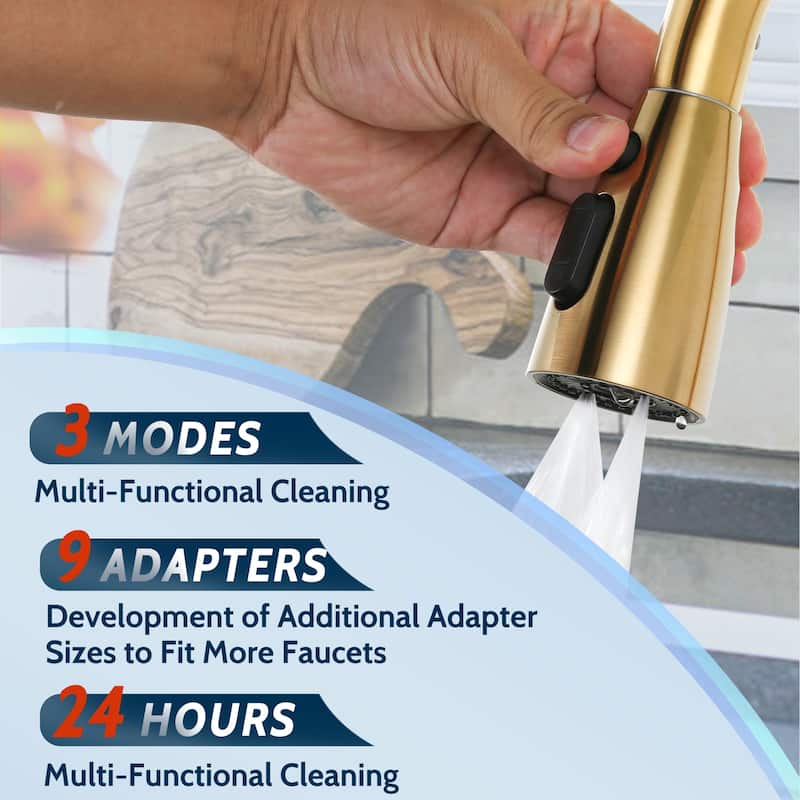 WOWOW Modern Kitchen Faucets Head with 3-Spray Modes and 9 Adapters