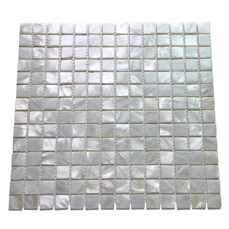 Art3d 12"x12" Mother of Pearl Tile Square White with Seams