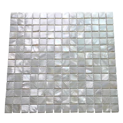 Art3d 12"x12" Mother of Pearl Tile Square White with Seams