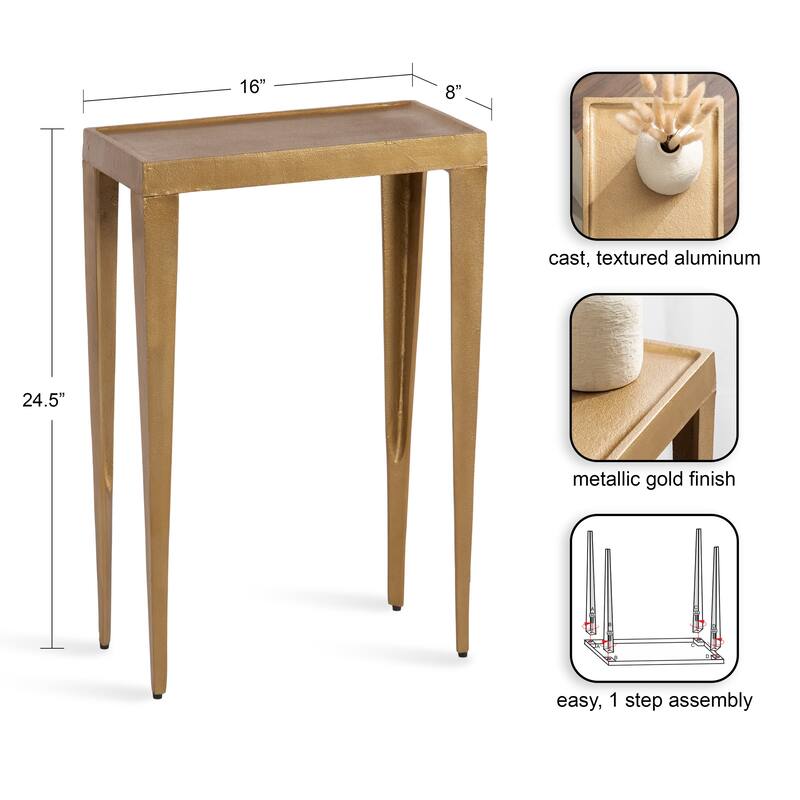Kate and Laurel Rava Metal Side Table - 16x8x25