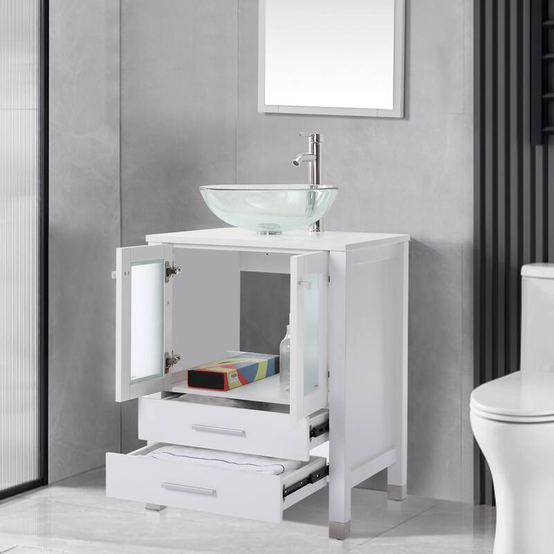 24" Bathroom Vanity with Sink Set Storage Cabinet Combo