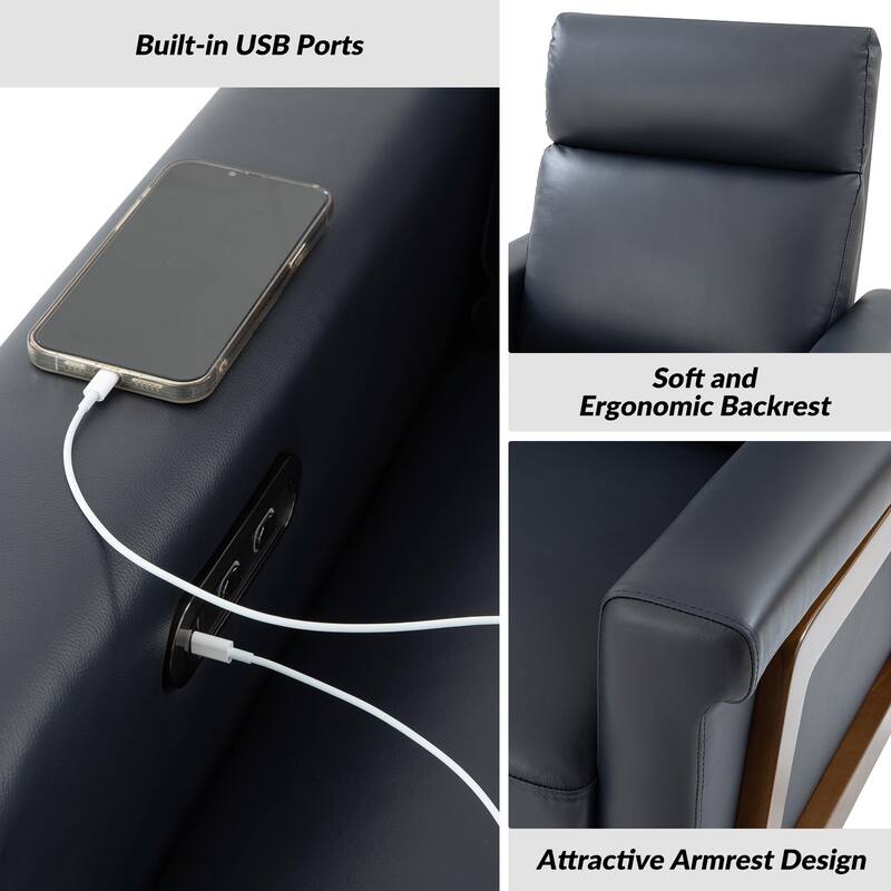 Jaime Modern Power Genuine Leather Recliner with USB Ports by HULALAHOME