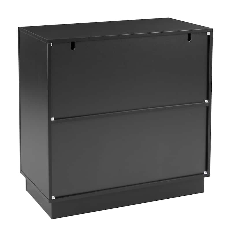 COZAYH Sculptural Modern 2-Door Storage Cabinet, Geometric Rustic Cabinet with Square Pattern, Contemporary Accent Cabinet