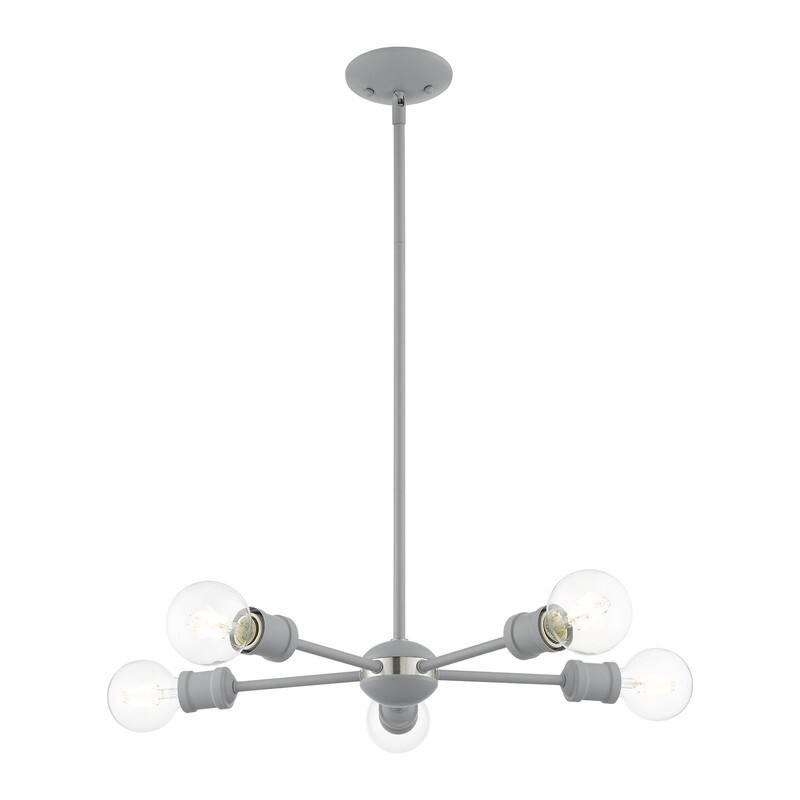 Livex Lighting 5-light Nordic Gray Chandelier, 46135-80 - 19" Dia x 11.25" - 41.25" Adj. H