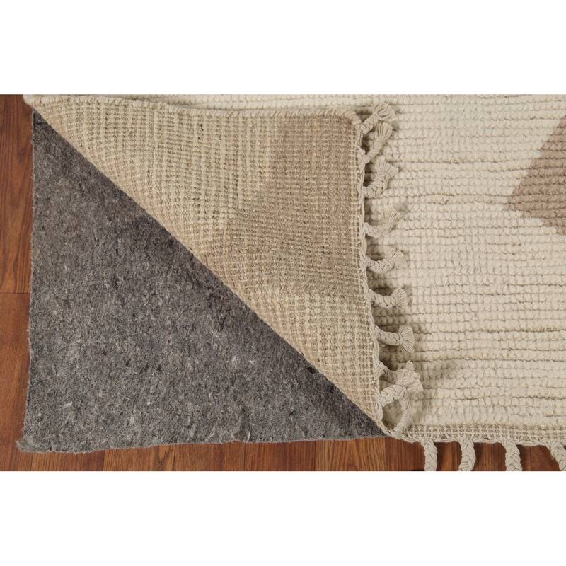 All-Over Striped Moroccan Oriental Area Rug Handmade Wool Carpet - 6'2"x 9'6"