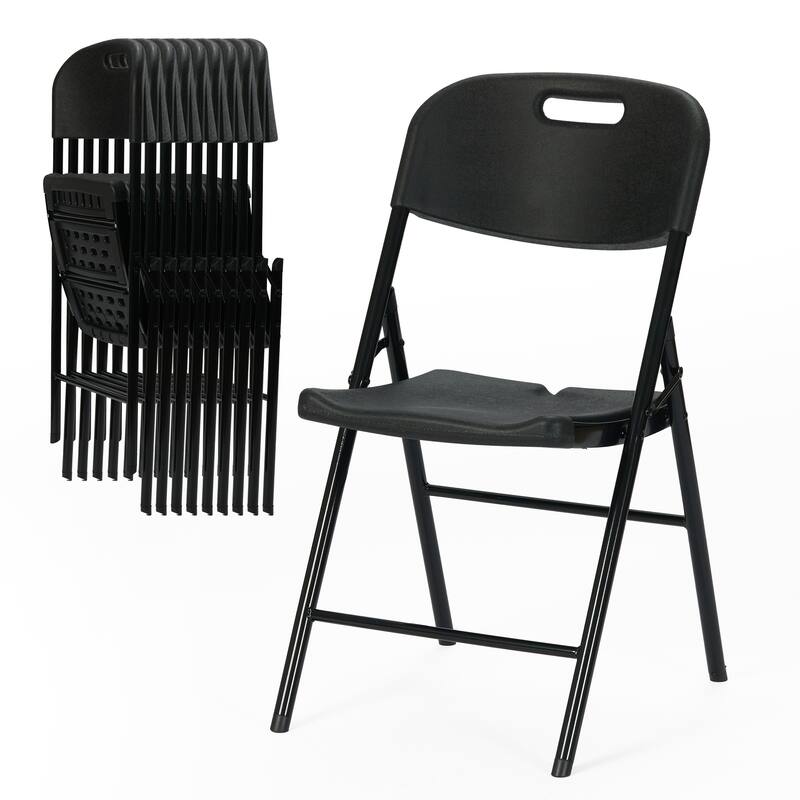 Ukuowu Durable Sturdy Plastic Folding Chair 650lb. Capacity for Events Office Wedding Party Picnic Kitchen Dining - Set of 10 - Black