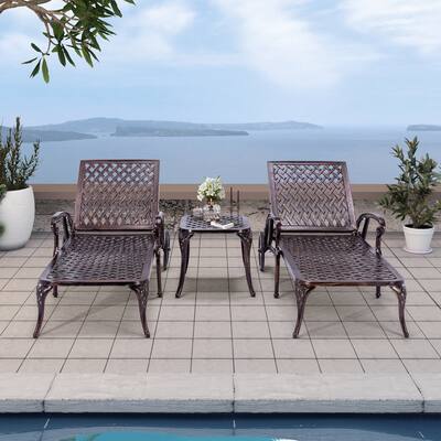 Angsa 3-piece Wheeled Chaise Lounge Chairs and Table Set by Havenside Home