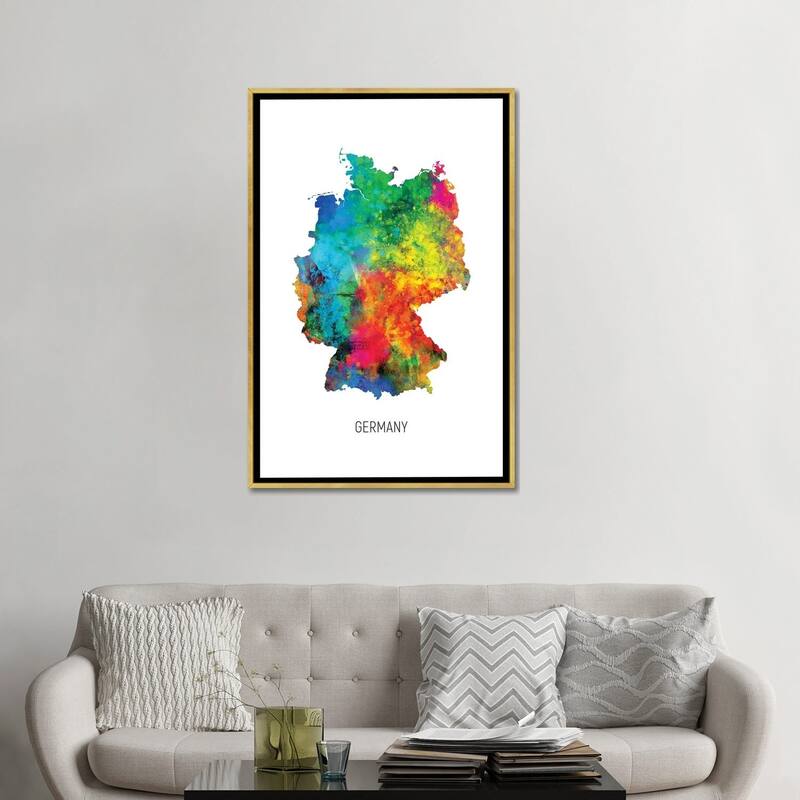 iCanvas "Germany Map" by Michael Tompsett Framed Canvas Print