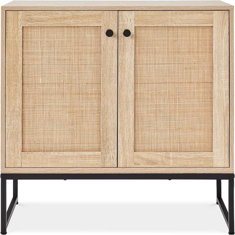 2-Door Rattan Storage Cabinet - 15"D x 31.5"W x 32.5"H