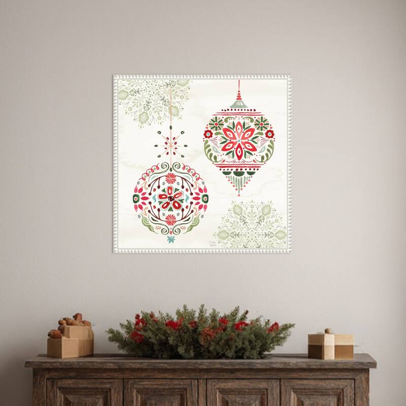 Festive Season VI by Dina June (22 x 22 in.), Framed Canvas Wall Art Print - Sylvie Beaded White